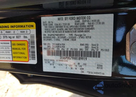 2017 Ford Fusion S z USA, uszkodzony, nr VIN 3FA6P0G79HR189919